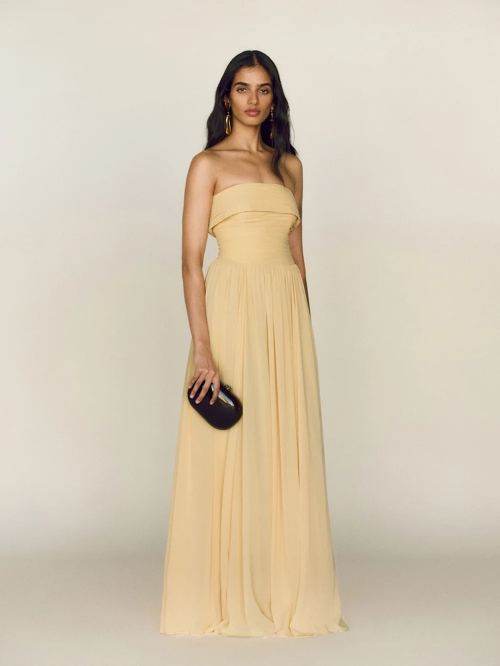 Reformation Cecilie Dress • Size 6 • NWT • Butter Yellow Strapless Maxi
